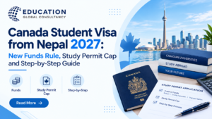 Nepali student reviewing Canada student visa from Nepal documents with a counsellor in Kathmandu